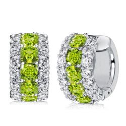 Italo Cushion Cut Peridot Silver Hoop Earrings For Women