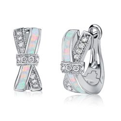 Italo Opal Knot Design Silver Hoop Earrings Opal Jewelry