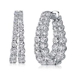 Italo Round Cut Double Hoop Silver Hoop Earrings