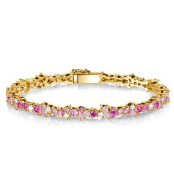 Italo Golden Pink Tennis Bracelet In Sterling Silver