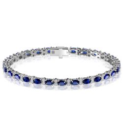 Italo Oval Cut Blue Sapphire Bracelet For Wedding