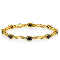 Italo Vintage Oval Cut Black Sapphire Bracelet For Wedding