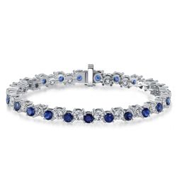 Italo White & Blue Sapphire Offset Bracelets For Wedding