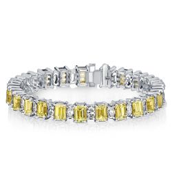 Italo Emerald Cut Yellow Topaz & White Bracelets For Wedding