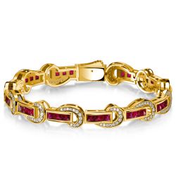 Italo Art Deco Princess Cut Ruby Bracelets For Wedding