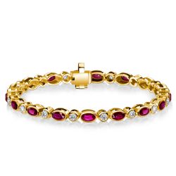 Italo Golden Oval Cut Ruby Tennis Bracelets For Women