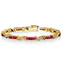 Italo Vintage Emerald Cut Ruby Tennis Bracelet For Women