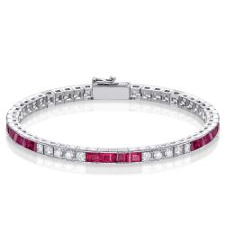 Italo Eternity Asscher Cut Ruby Tennis Bracelet