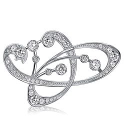 Italo White Sapphire Vintage Silver Brooch For Women