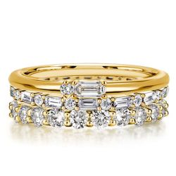 Italo Eternity Golden Baguette & Round Cut Stackable Band Set